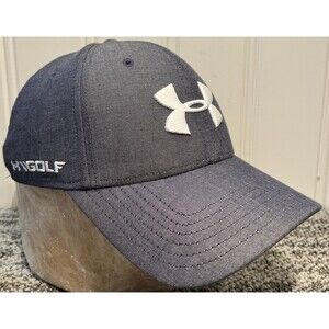 Under Armour Golf Hat Denim Blue Leather Strap Adjustable Baseball Cap